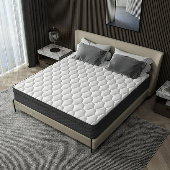 12 inch Queen Sized Hybrid Mattress is Delivered in a Box. It Has a Moderately Firm Feel and is Equipped with Individually Wrapped Pocket Springs.