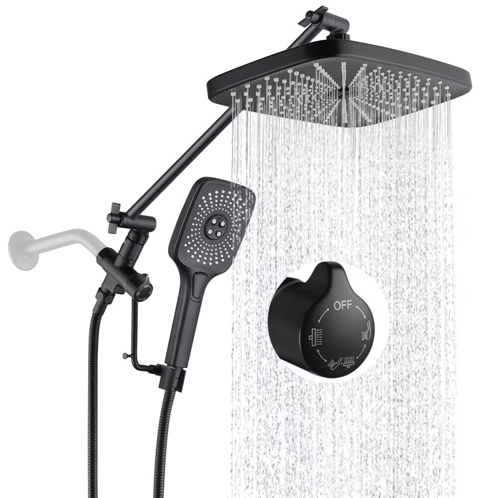 12 Inch Rain Shower Head with Handheld, Dual Rianfall Showerhead Combo ...
