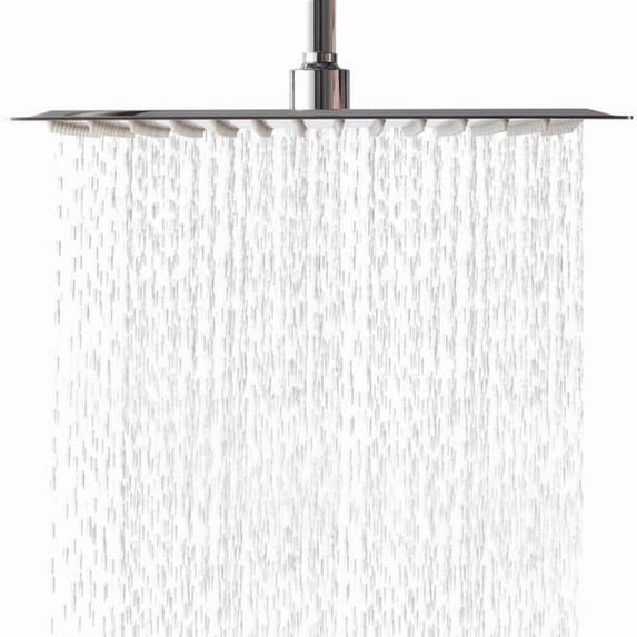12 Inch Rainfall Shower Head Solid Square Ultra Thin Chrome Top Sprayer