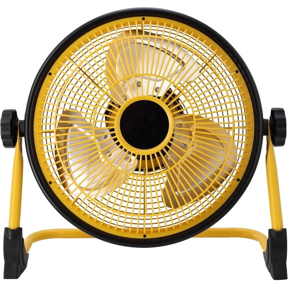 12-Inch Rechargeable Indoor/Outdoor Floor Fan, IPX4 Water-Resistant, 3-Speed, Yellow