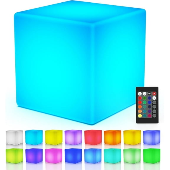12-Inch Rechargeable RGB LED Cube Light with Remote Control IP65 Waterproof for Home Outdoor Pool Bar Party Decor Bestseling
