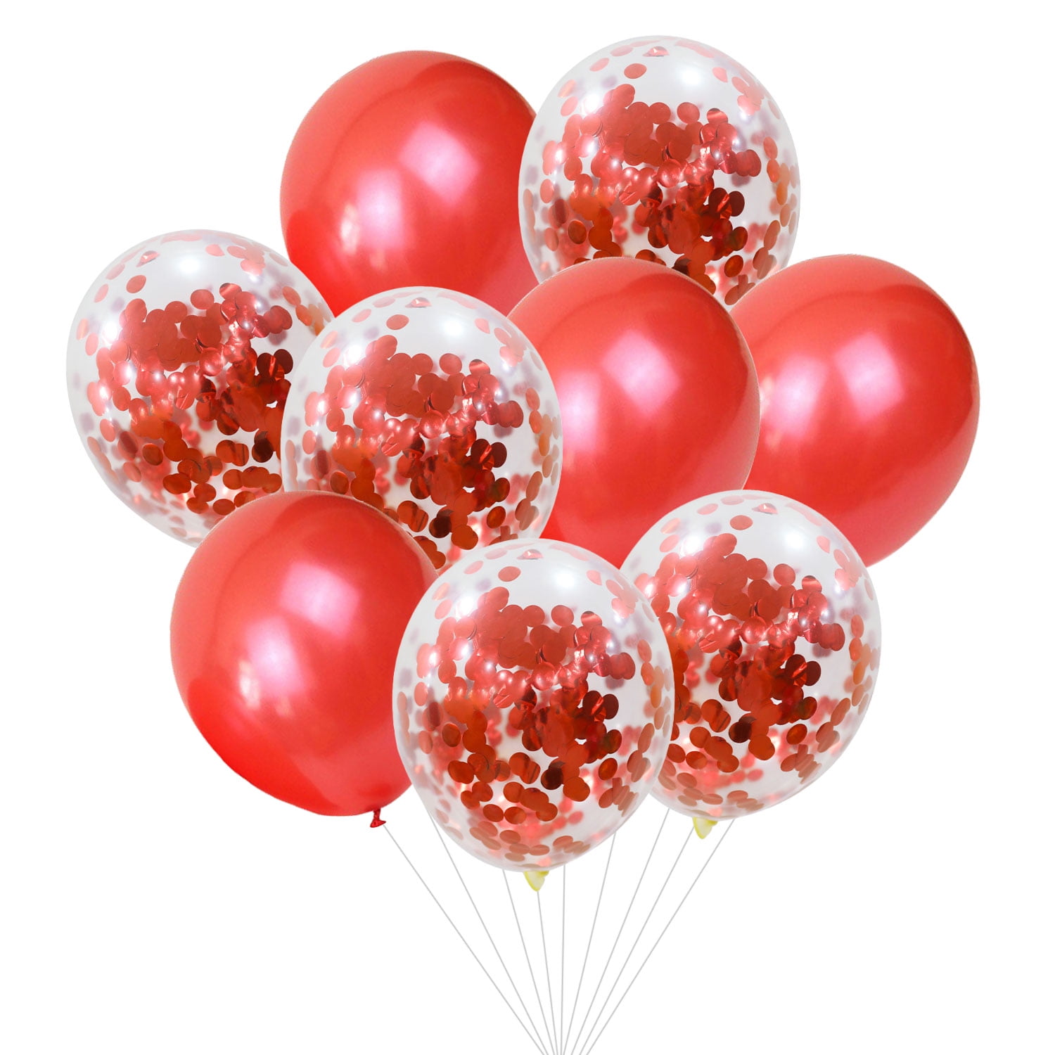 12 Inch Red Confetti Balloon Latex Party Balloons with rolls of ...