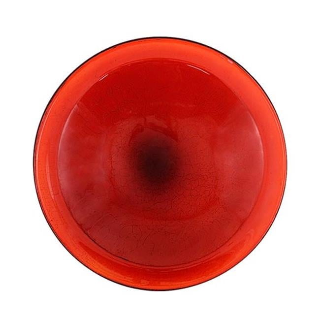 12 Inch Red Glass Crackle Glass Bowl