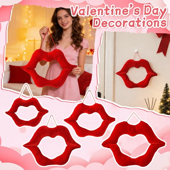 12-Inch Red Lip-Shaped Decoration, Valentine's Day Heart & Lips Ornament - Home Office Party Wall Door Tabletop Decorative Item For Romantic Events - For Couples, For Her, For