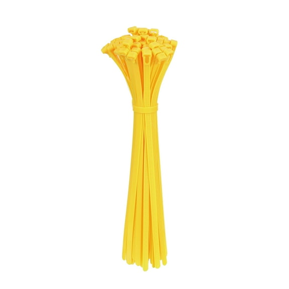 12 Inch  Releasable Cable Ties Adjustable Zip Ties Removable Indoor Outdoor Tie Wraps Yellow 100Pcs
