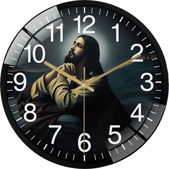 12 Inch Religious Prayer Glass Wall Clock Living Room Bedroom Kitchen Home Decoration Wall Clock Silent Quartz GlassClock Easter Gift (Battery Not Included), 30cm