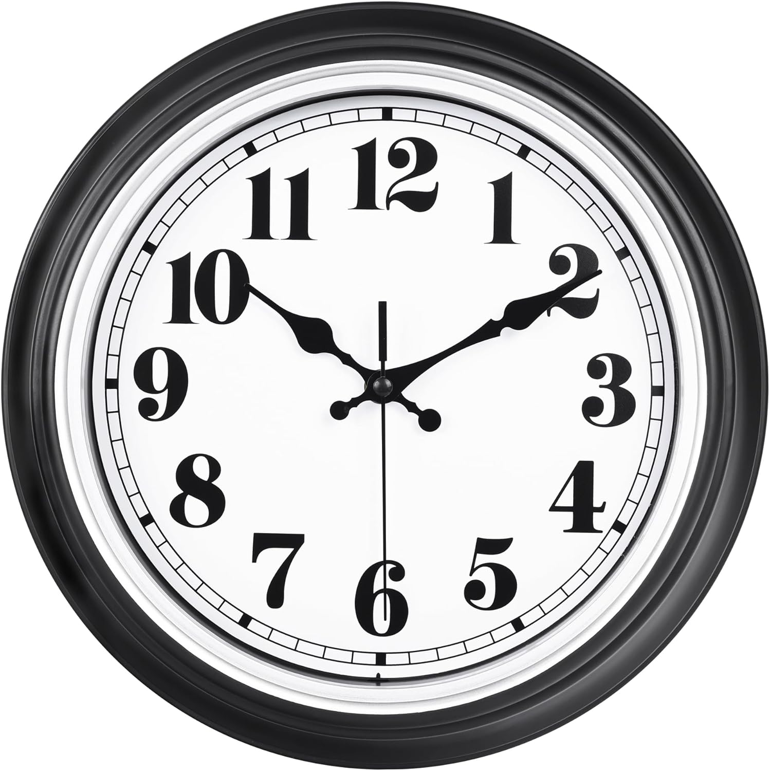 12 Inch Retro Wall Clock, Easy to Read Non-Ticking Round Classic,Quartz ...