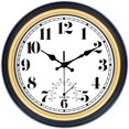 thumbnail image 1 of 12 Inch Retro Wall Clock,Indoor and Outdoor,Quartz,Analog,Waterproof,Thermometer,Gold, 1 of 7