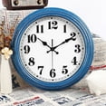 thumbnail image 1 of 12 Inch Retro Wall Clock Silent,Accurate Time,Big Numbers,Quartz,Analog,Blue, 1 of 7