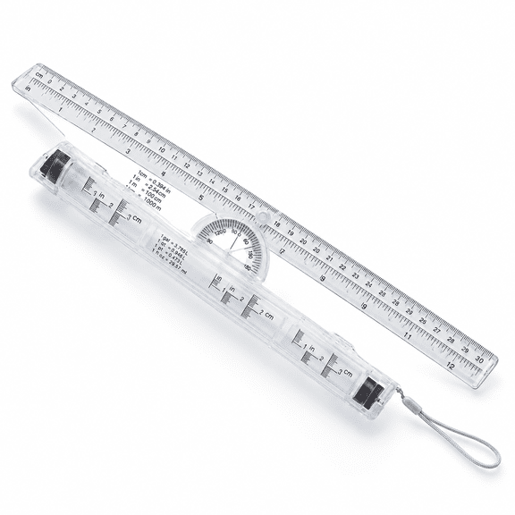 12 Inch Rolling Parallel Ruler, Imperial and Metric Multipurpose Drawing Tool