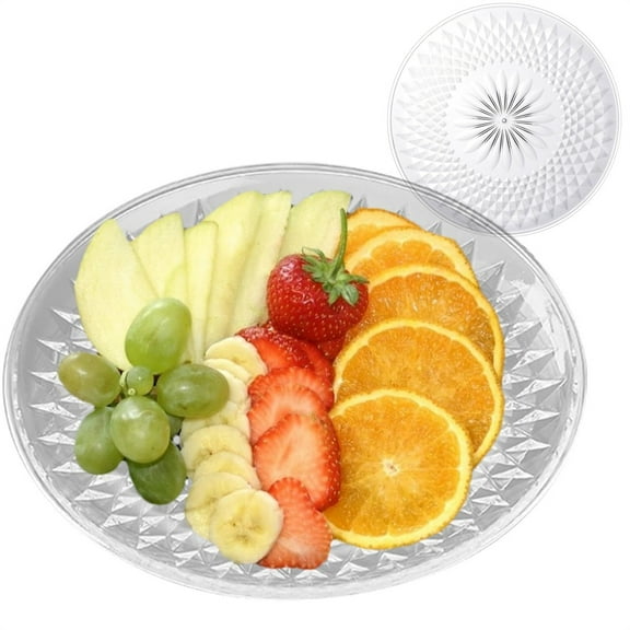 12 Inch Round Acrylic Fruit Tray,Plastic Serving Platters,Clear Crystal Serving Tray,Party Cake Appetizer Plates,for Bar Home Restaurant Snack Cookie Food