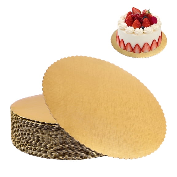 12 Inch Round Gold Cake Boards, 35-Pack Disposable Cardboard Cake Bases for Dessert Table Decorating Supplies