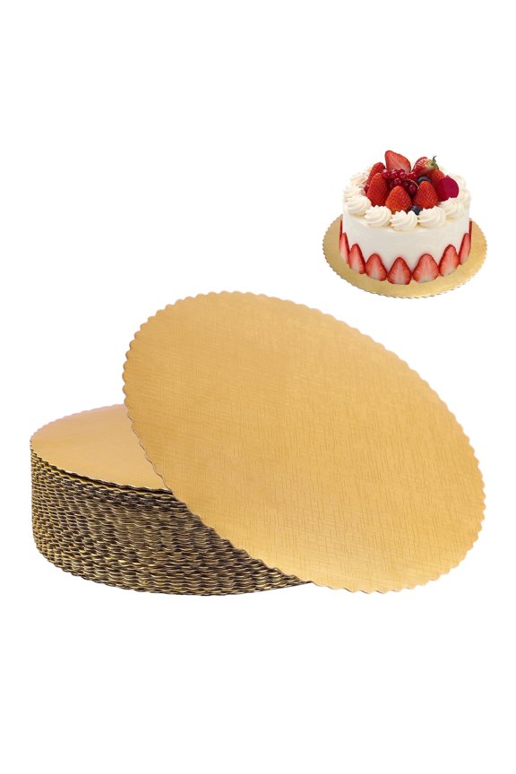 35-Pack 12 Inch Round Gold Cake Boards, Disposable Cardboard Cake Bases for Dessert Table Decorating Supplies