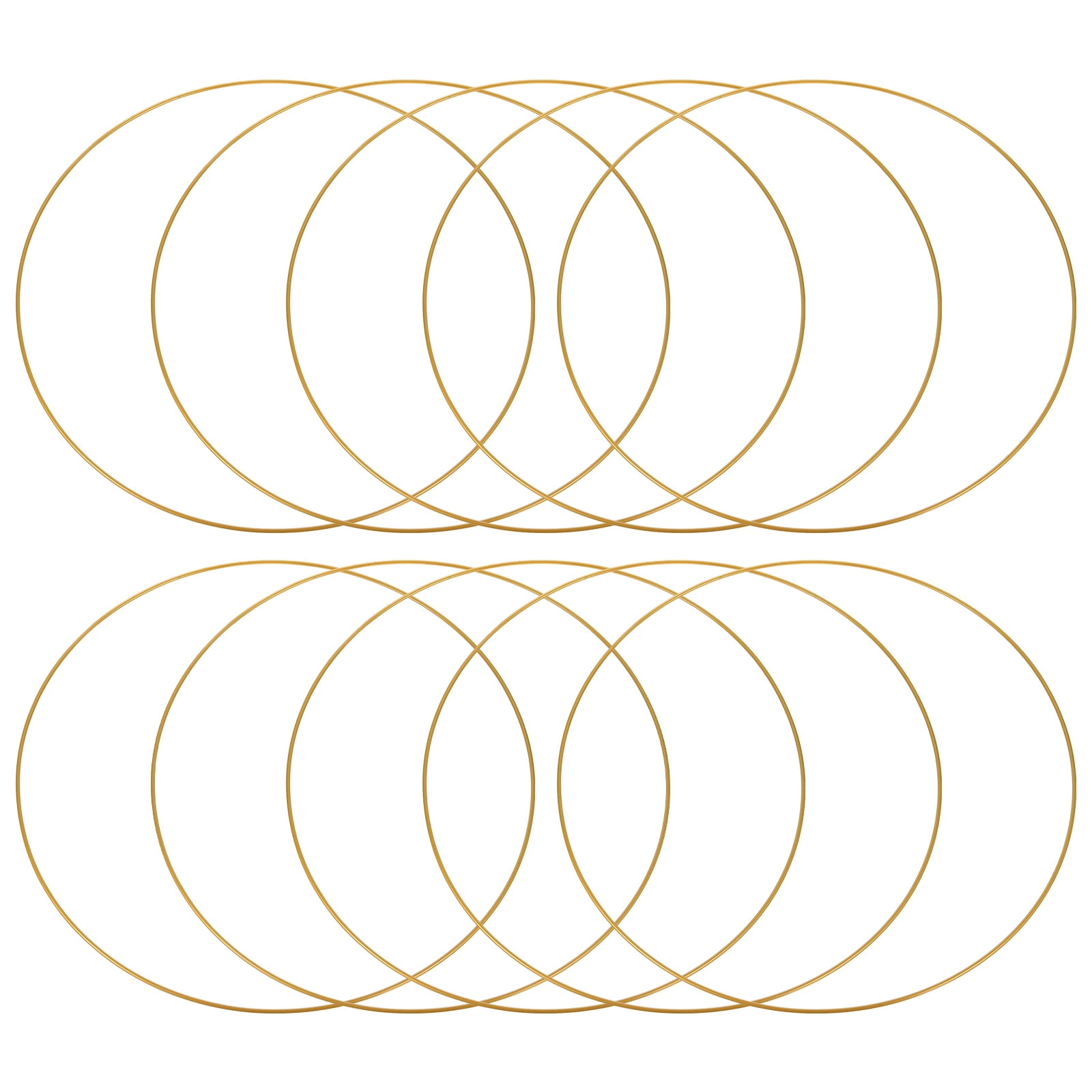 12 Inch Round Metal Floral Hoop, Gold Wreath Macrame Frame for Wedding Geometric Decor, Gold Tone 10 Pcs