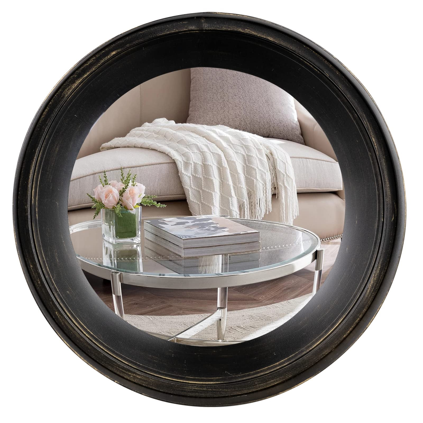 12 Inch Round Wall Mirror, Black Round Convex Mirror, Small Circle