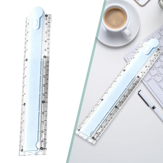 12 Inch Ruler 30cm Plastic Folding Ruler with Geometry Template Metric Ruler Dual Scale Measuring Tool Drafting Tools Straight Edge Ruler for Office DIY Craft Drawing Projects
