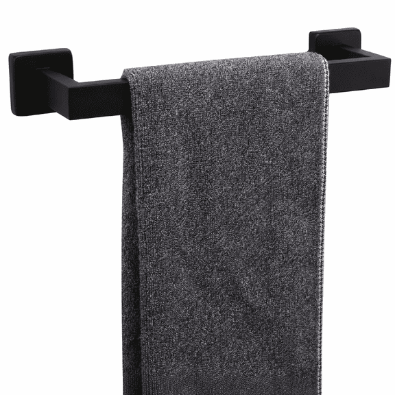 12-Inch SUS304 Stainless Steel Bath Towel Bar, Square Base Wall Mounted Towel Rack, Matte Black