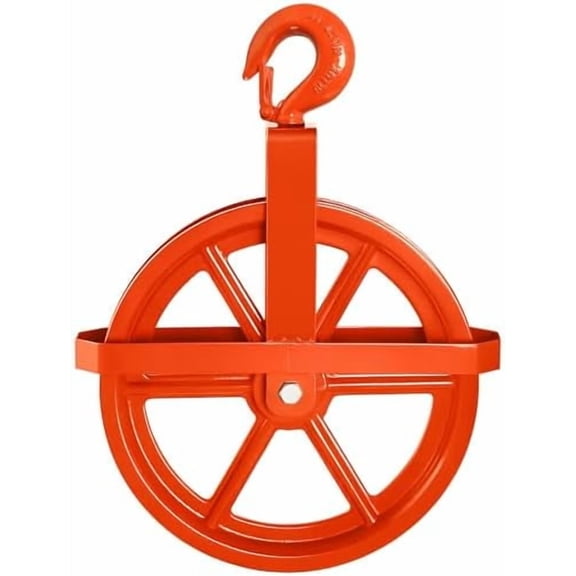 12-Inch Scaffold Hoist Pulley, Iron Wheel with Ladder Hooks, 1000 lbs Lifting Capacity, Reddish Orange$$Tools & Hardware Other