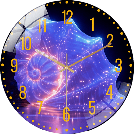 12 Inch Seashell Round Analog Glass Silent Wall Elegance Clock Perfect Christmas Gift for Friends(Battery Not Included), 30cm