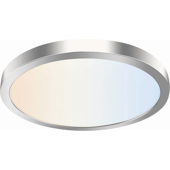 12 Inch Selectable CCT LED Round Flat Panel Light, 24W 3000K/4000K/5000K, Edge-Lit Flush Mount Ceiling Light Fixture for Kitchen, Bedroom, Laundry and Closet Room,Brush Nickel
