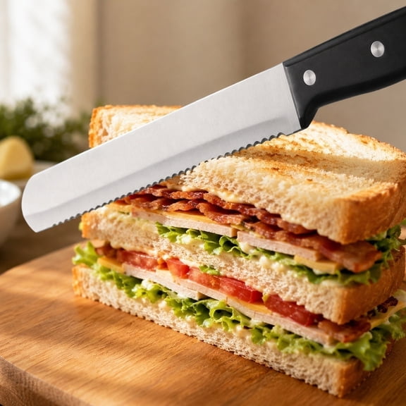 12-Inch Serrated Bread Knife, Premium Stainless Steel Blade with Wave Edge & Handle, Razor Sharp Knife for Bread, Durable Professional Kitchen Knife