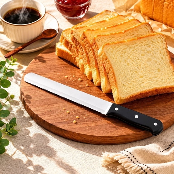 12 Inch Serrated Bread Knife - Premium Stainless Steel Blade with Wave Edge & Handle, Razor Sharp Knife for Bread, Durable Professional Kitchen Knife