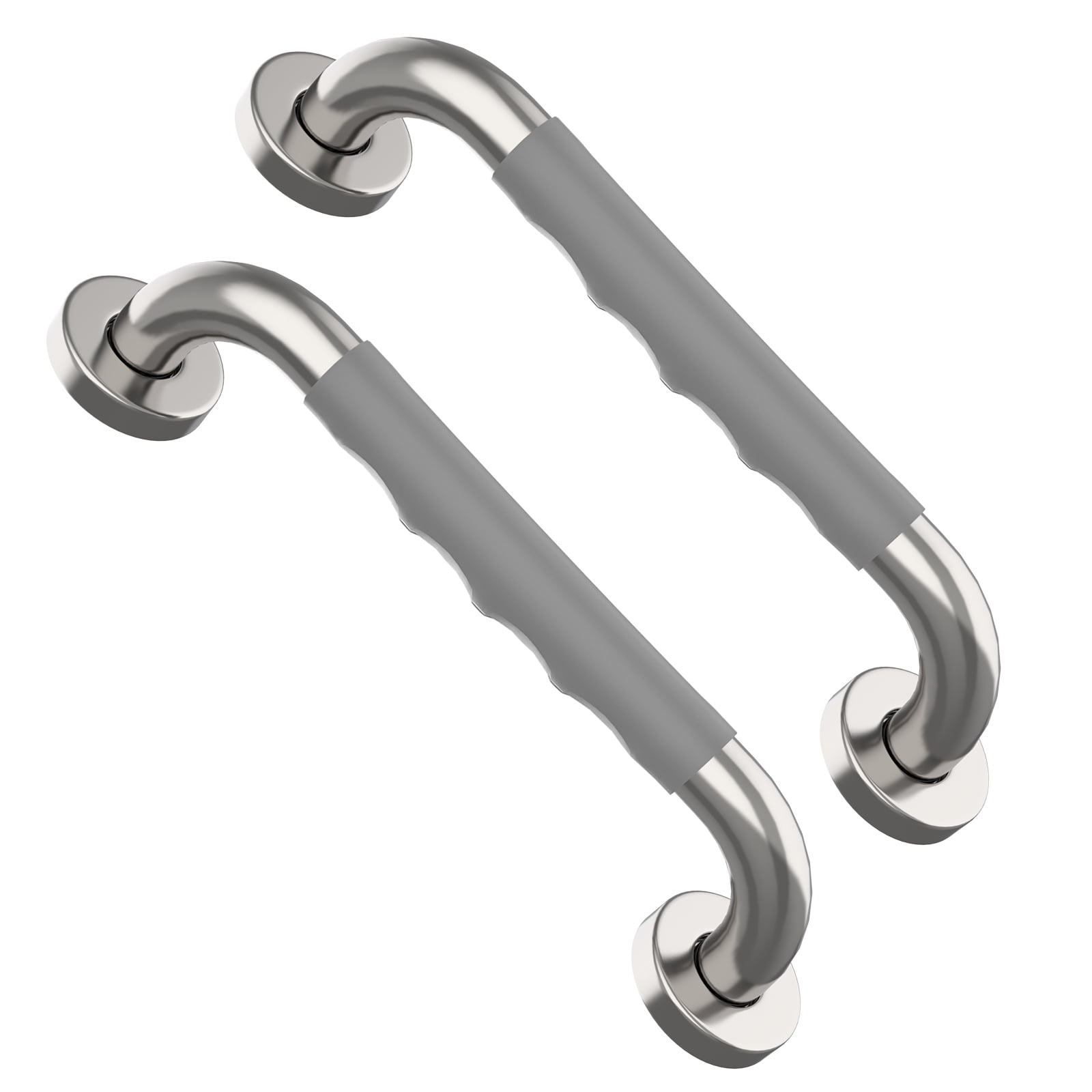 12 Inch Shower Grab Bar w/ Anti Slip Gray Rubber Grip, Munzong 2 Pack