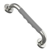 12 Inch Shower Grab Bar w/ Anti Slip Gray Rubber Grip, Munzong Stainless Steel Bathroom Grab Bar, Chrome Bathroom Balance Bar,Safety Handrail Support,Handicap Injury Elderly Senior Assist Bath Handle