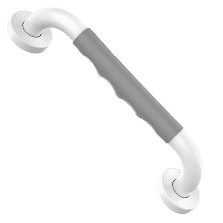 12 Inch Shower Grab Bar w/ Anti Slip Gray Rubber Grip, ZUEXT Stainless Steel Bathroom Grab Bar, White Bathroom Balance Bar,Safety Handrail Support,Handicap Injury Elderly Senior Assist Bath Handle