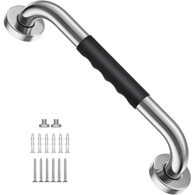 12 Inch Shower Grab Bar w/ Anti Slip Rubber Grip, ZUEXT SUS304
