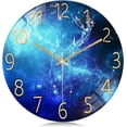 thumbnail image 1 of 12 Inch Silent Blue Wall Clocks Battery Operated for Bedroom Blue Glass Wall Clock for Living Room Kitchen Decor, 1 of 14