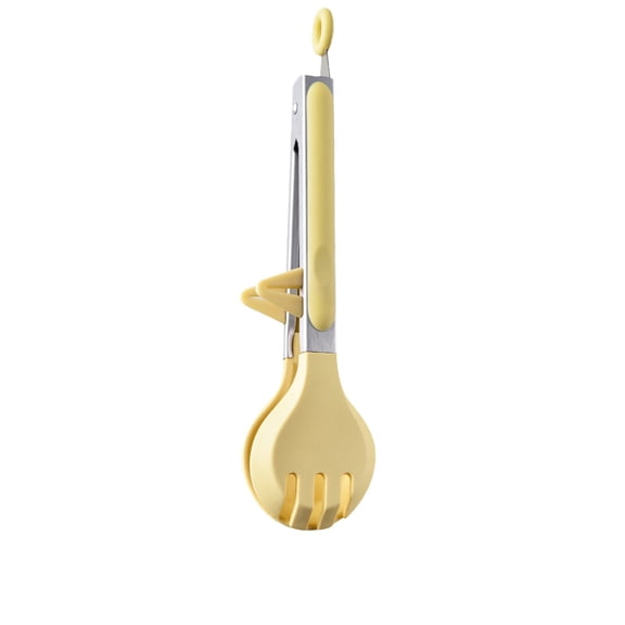 12-Inch Silicone Kitchen Tongs | Heat-Resistant Cooking & Grilling Tongs for Steak, Pasta, Salad | Non-Slip Grip with Locking Ring | Dishwasher Safe | Red/Yellow/White (1 Piece)