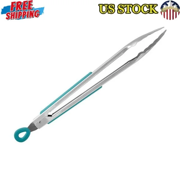 12 Inch Silicone Stainless Steel Locking Tongs Kitchen Utensil Dishwashing Safe