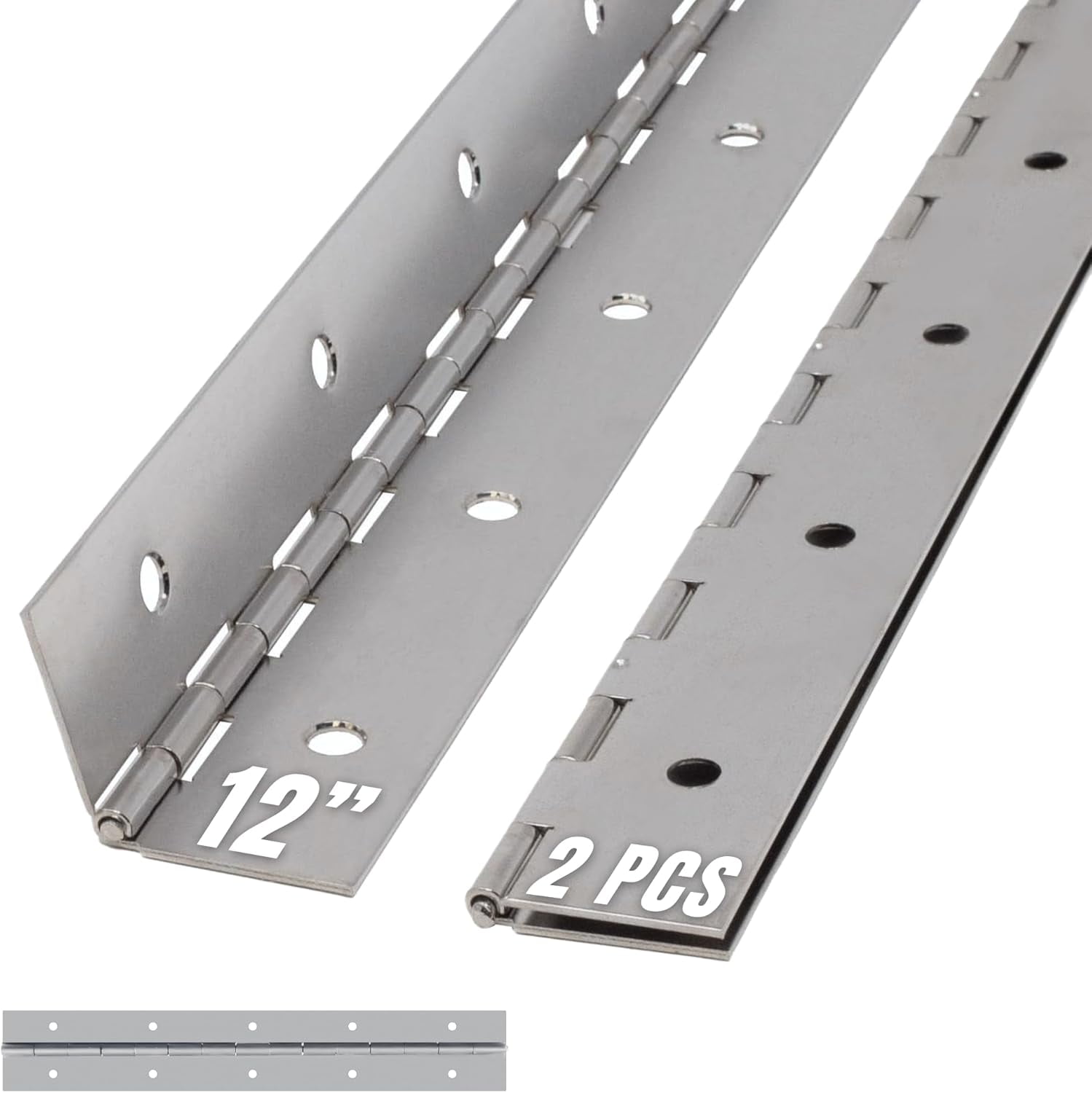 12 Inch Silver Heavy Duty Piano Hinge Continuous Stainless Steel 304 (2 ...