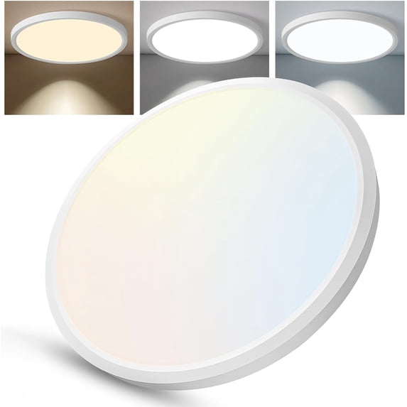 12 Inch Slim Dimmable LED Flush Mount Ceiling Light Fixtures, 24W ...
