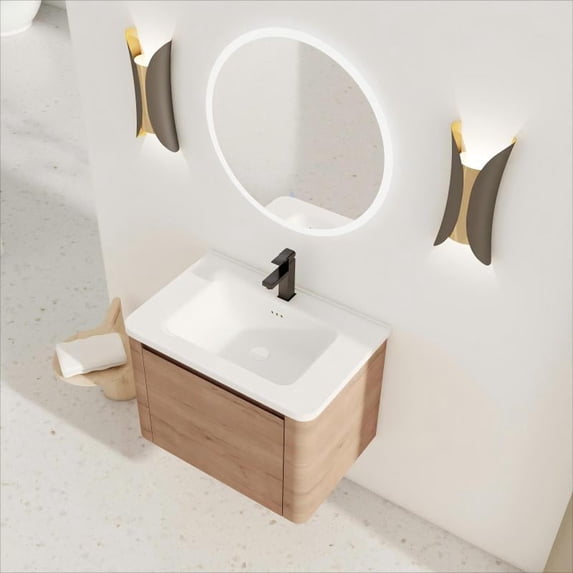 12 Inch Small Wall Mounted Storage Shelves, Bathroom Storage, Plywood, Imitative Oak