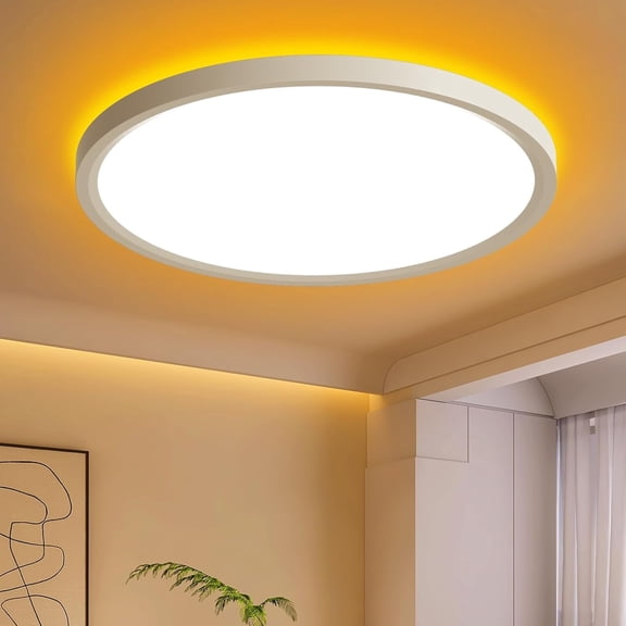 12-Inch Smart Flush Mount Ceiling Light - Dimmable [2700K-6000K], Remote Control, Ultra-Thin Design, 24W 2400LM