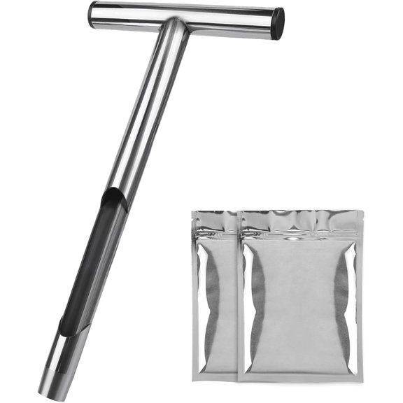 12 Inch Soil Probe, Stainless Steel Soil Sample Probe with 2 Bags, T-Handle Soil Test Probe Kits Tool for Soil Sampling, Home Plant Care, Garden, Farm, Lawn