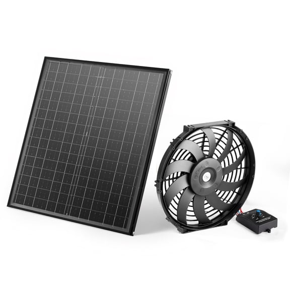 12 Inch Solar Powered Gable Mount Attic Exhaust Fan 1300 CFM Adjustable Thermostat Outer Mesh Ventilator Cools 1850 Sq Ft Quiet Roof Garage Shop Black