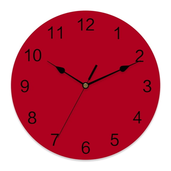 12 Inch Solid Color Wall Clock, Red Battery Operated Silent Non Ticking Clocks, Easy to Read Round Wall Clock for Kitchen/Living Room/Bedroom/Bathroom