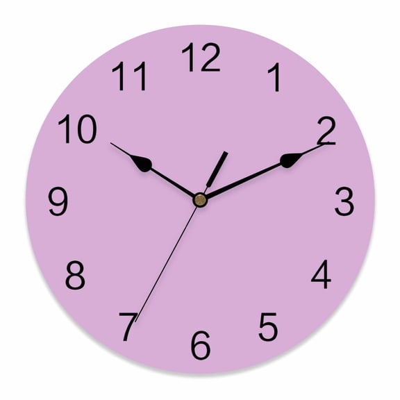 12 Inch Solid Light Wall Clock, Purple Battery Operated Silent Non Ticking Clocks, Easy to Read Round Wall Clock for Kitchen/Living Room/Bedroom/Bathroom
