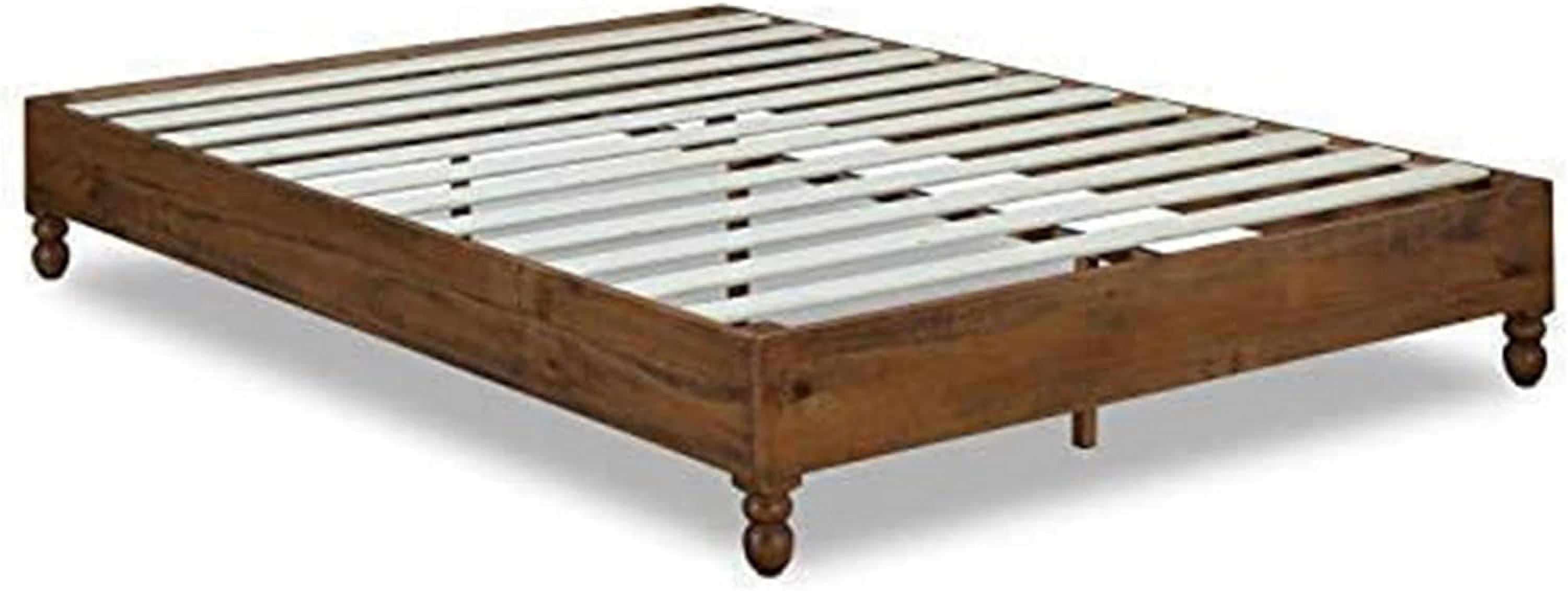 Rustic Pine Finish Full Platform Bed with Gourd Legs and Storage Drawer