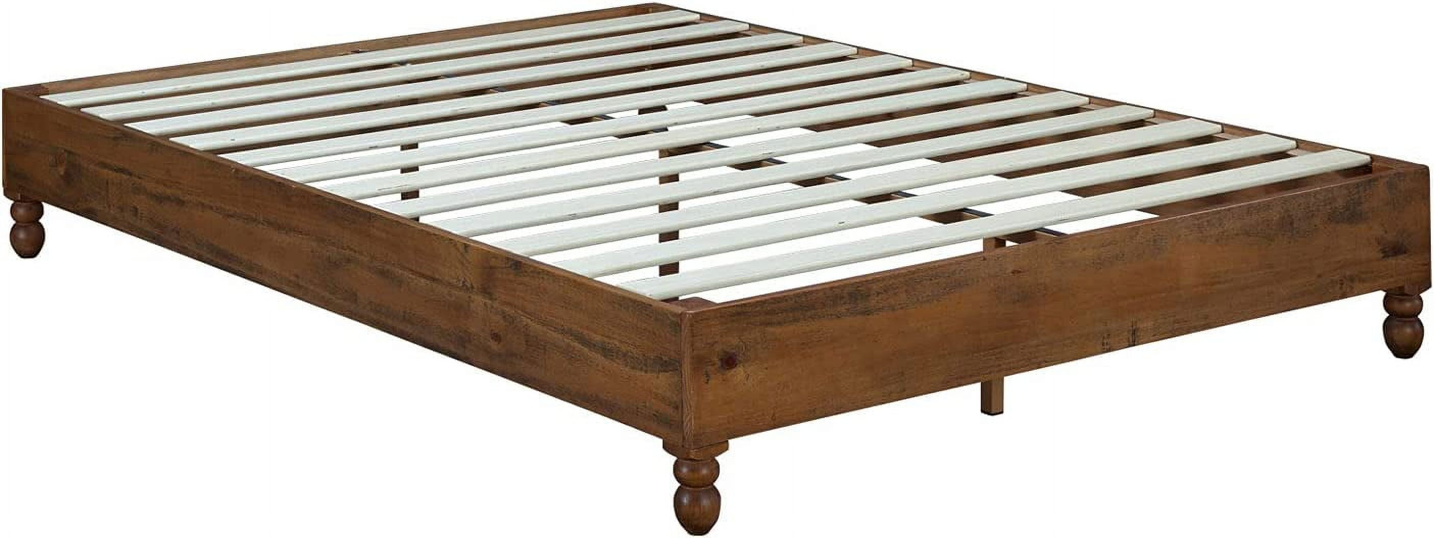 Rustic Pine Finish Queen Platform Bed with Storage Drawer