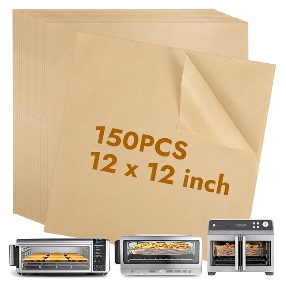 12 Inch Square Air Fryer Liners Compatible with SP151 SP101 SP201 SP301, Unbleached Parchment Paper for Toaster Oven and Convection Oven, Non-Stick Disposable Baking Sheets