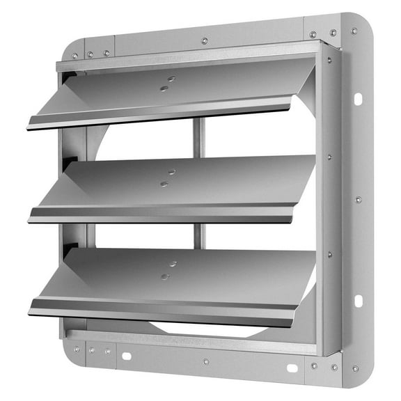 12-Inch Square Aluminum Automatic Gravity Shutter Louver Vent, Silver