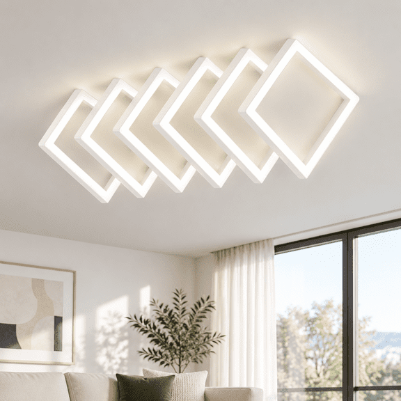 12 Inch Square LED Flush Mount Ceiling Light, 24W 2520lm 3CCT, White, 6 Pack