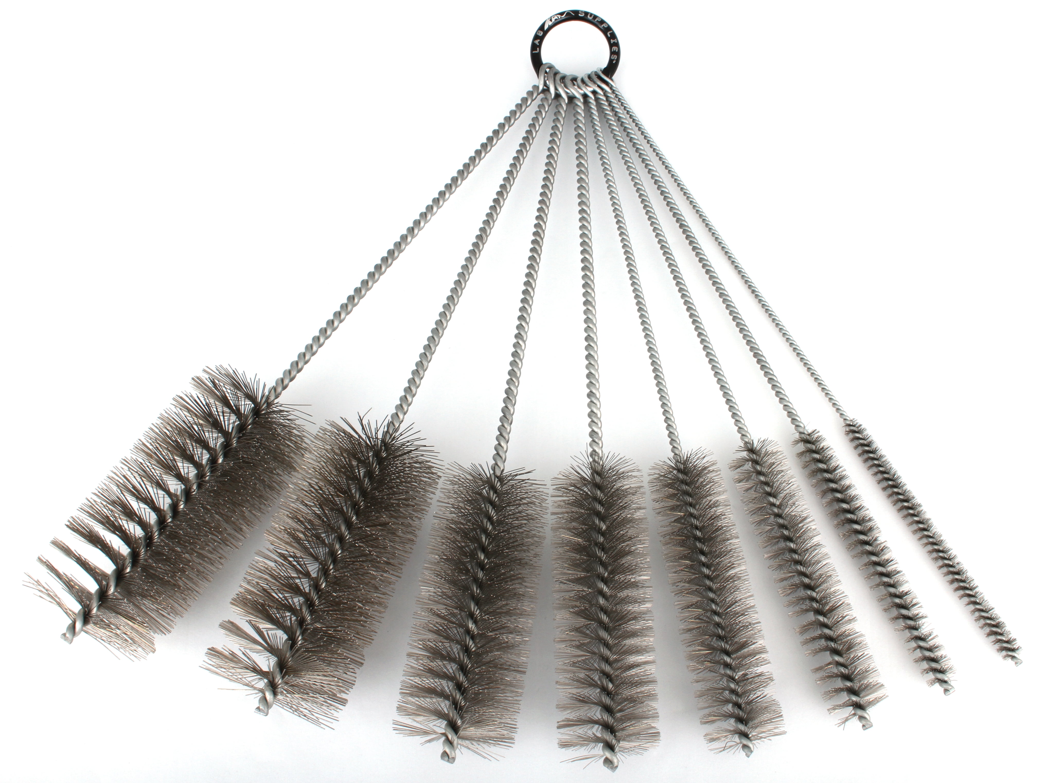 12 Inch Stainless Steel Brush Set - Variety Pack (8 pieces) | for Auto Parts, Bottles, Guns, Tubes, etc.