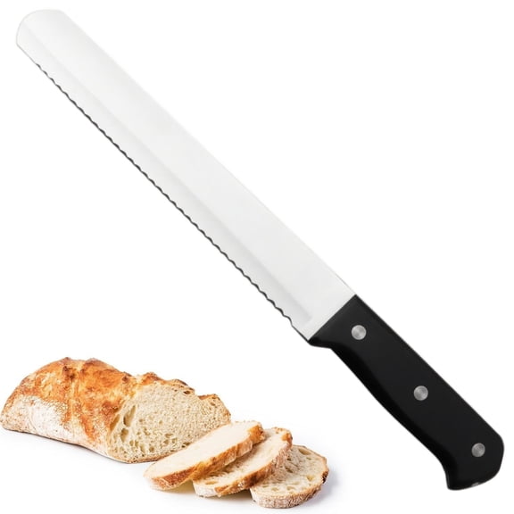 12-Inch Stainless Steel Cake Knife Plastic Handle Baking Pastry Spatulas Serrated Bread Knife Kitchen Baking Tool