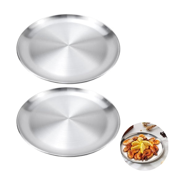12-Inch Stainless Steel Pizza Pan 2pcs, Silver Multi-Use Pizza Pan for Grill, Stove & Campfires, Local Warehouse Fast Shipping