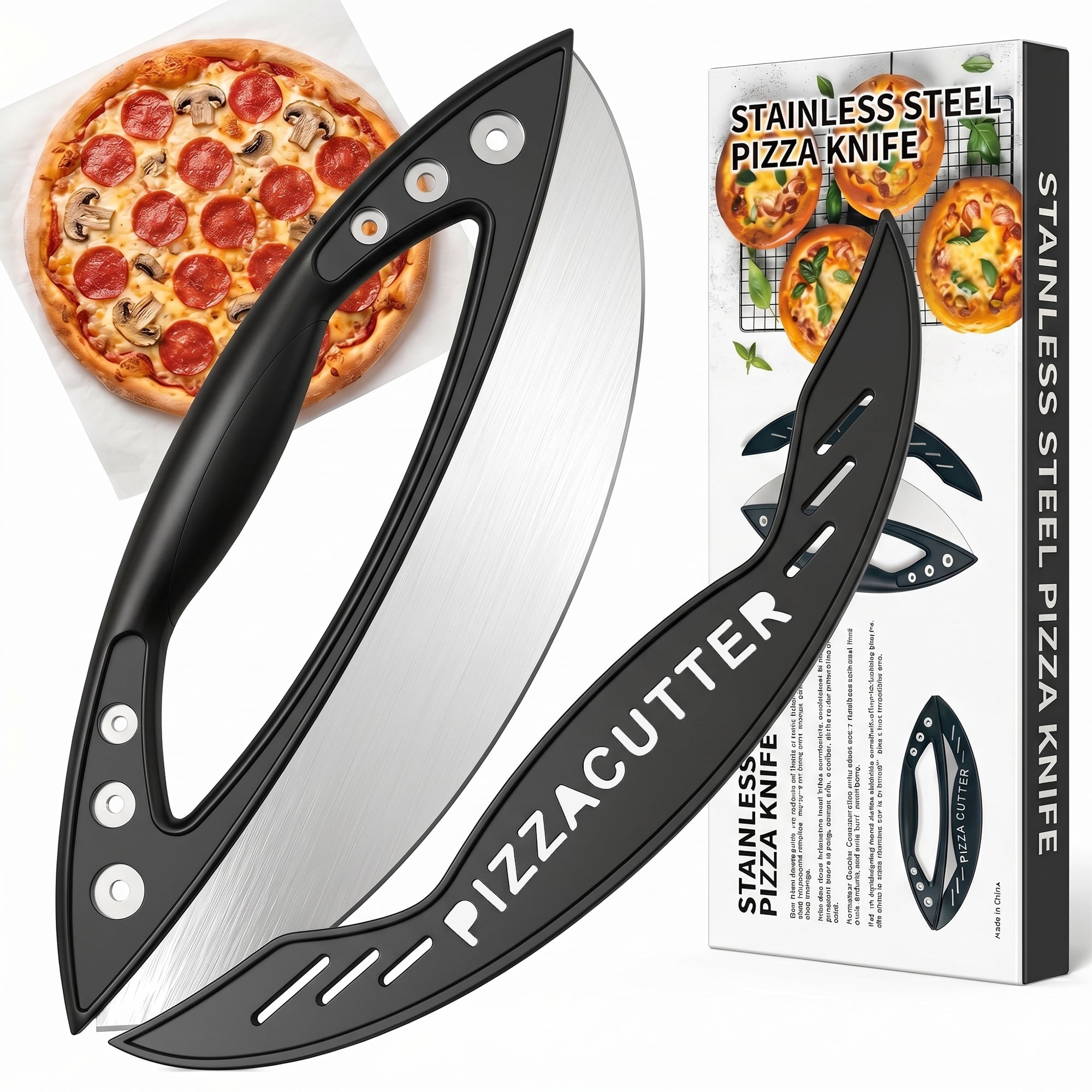 Unbranded Pizza Rocker Cutter with Blade Guard, Black - Walmart.com
